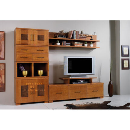 T.V. unit in pure teak natural finish giving trndy look