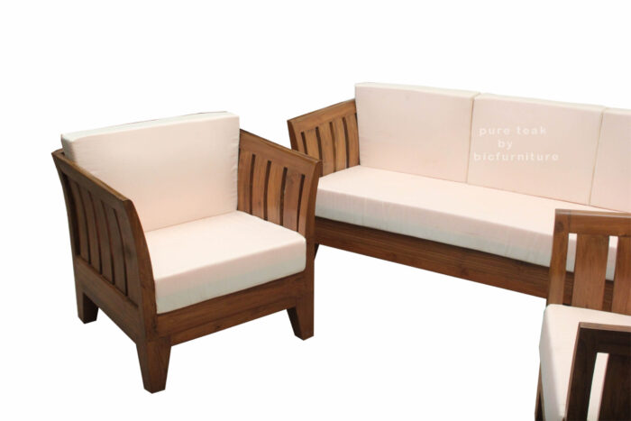Teak wood sofa set 3 1 modern design