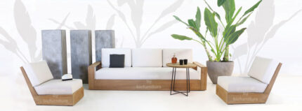 Modern sofa sets with back slant in teakwood