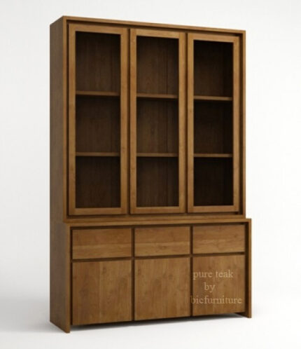 wooden 3 door showcase cabinet1