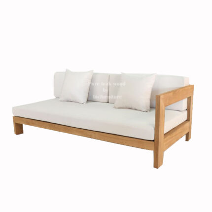 Wooden teakwood sofa with a single armrest 2