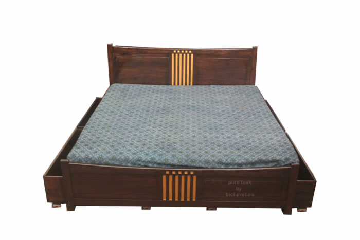 pure teakwood gold bed design 4