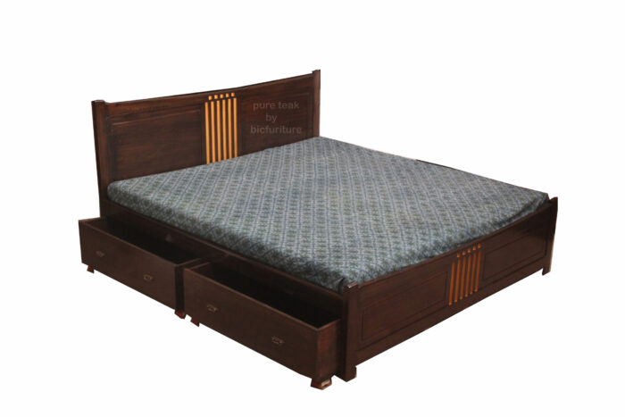 pure teakwood gold bed design 7