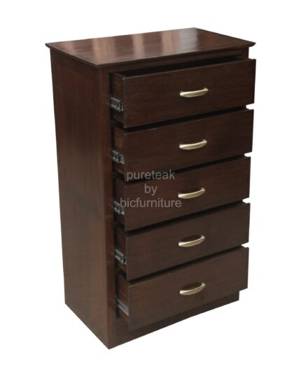 Compact chest of drawers in teakwood