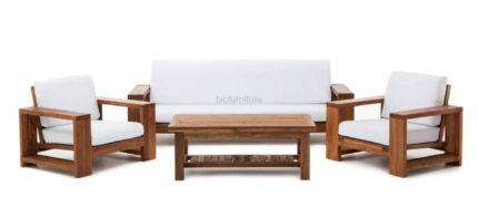 Contemporary style teakwood sofa set