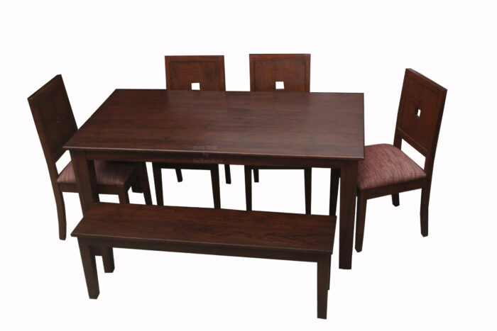 Teakwood Dining Table With Cushion Chair