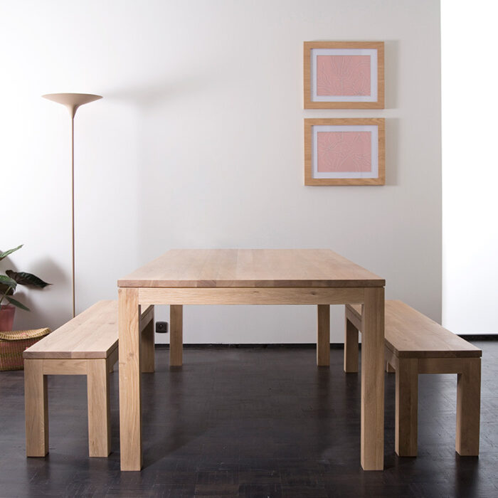 oakwood dining with two bench