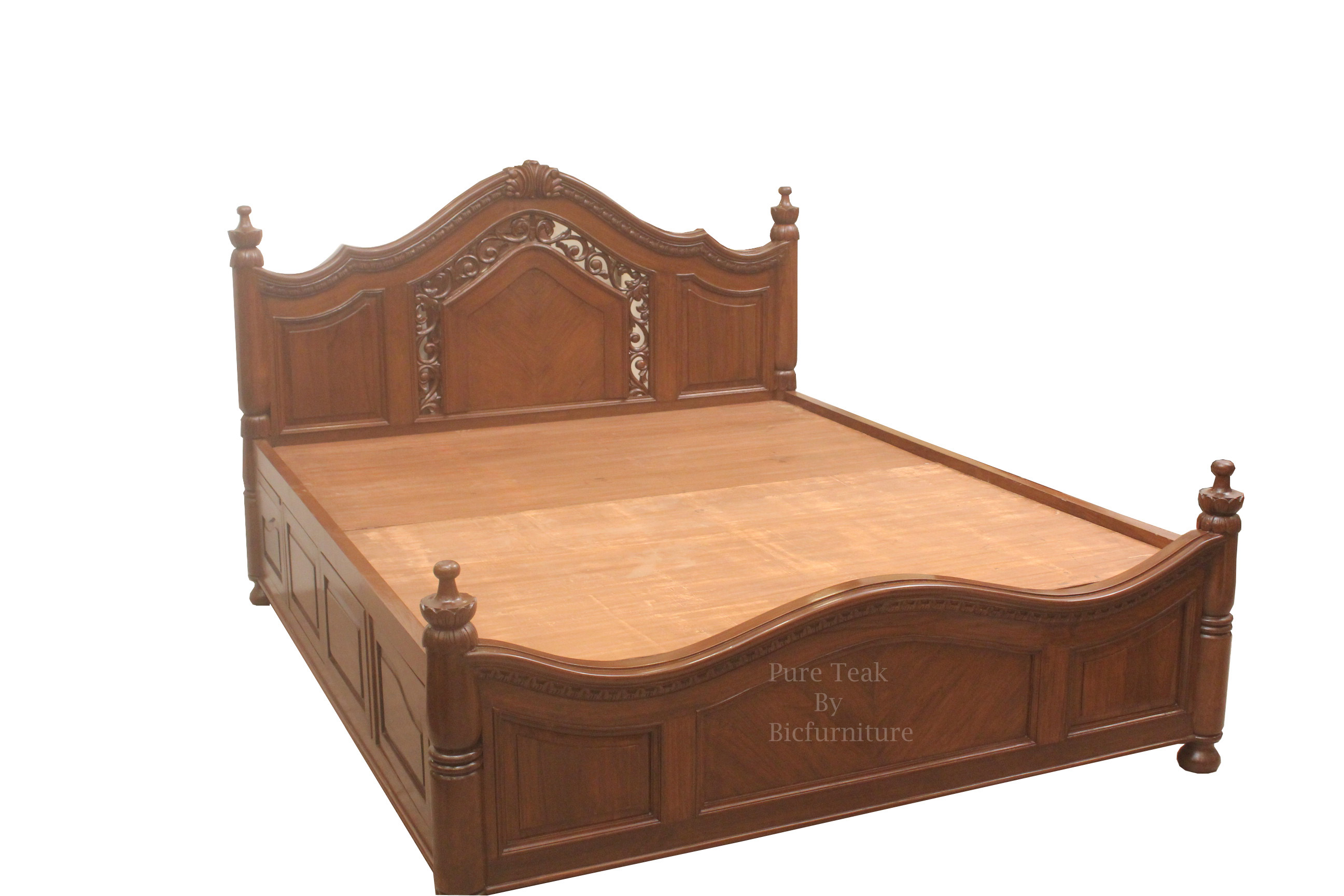Teakwood Carving Bed BED 20 Details   BIC Furniture India