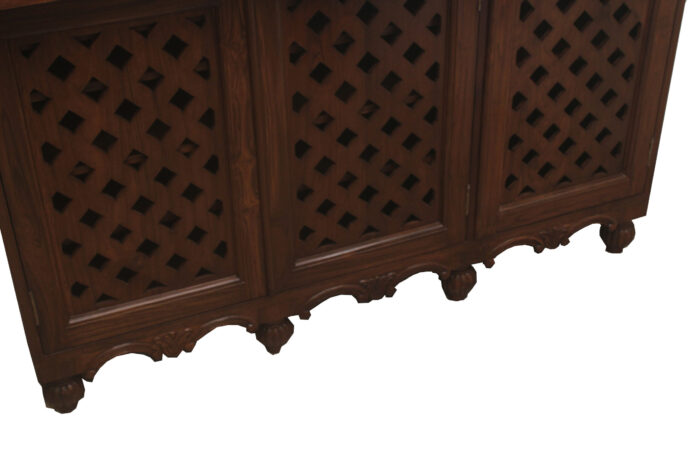 teakwood carved leg 3 door sideboard 2