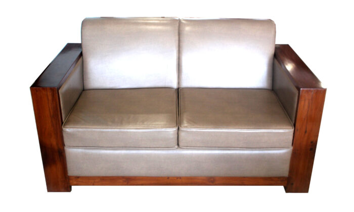 teakwood 2 seater sofa leatherite
