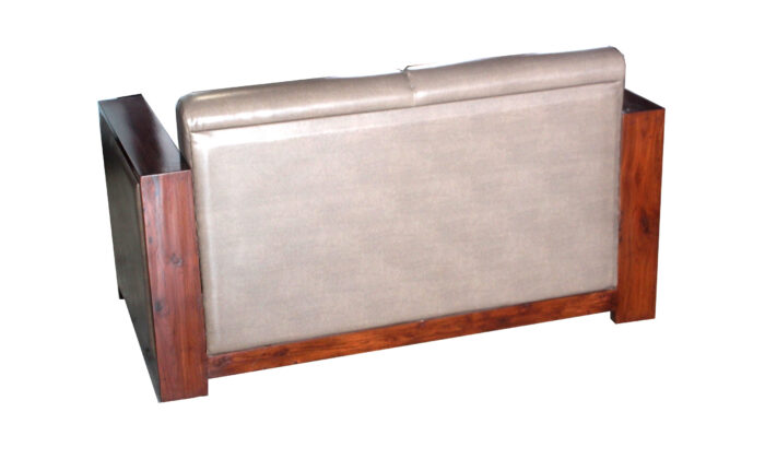 teakwood 3 seater sofa leatherite back