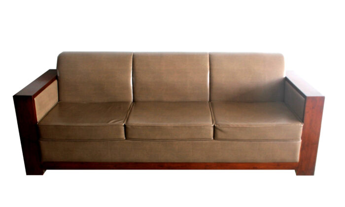 teakwood 3 seater sofa leatherite foam