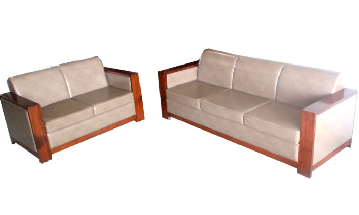 teakwood seater sofa set rexine 2