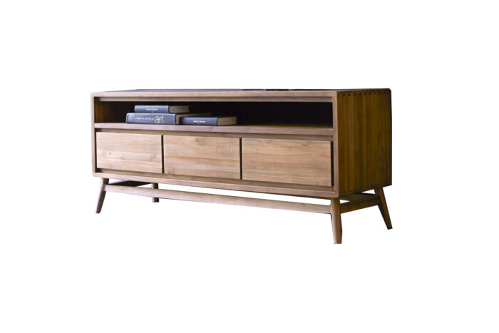 teak tv cabinet with three drawers one shelve