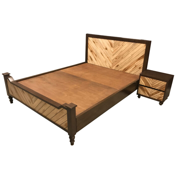 tw bed with batterns pattern