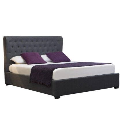 fabric bed with high backrest