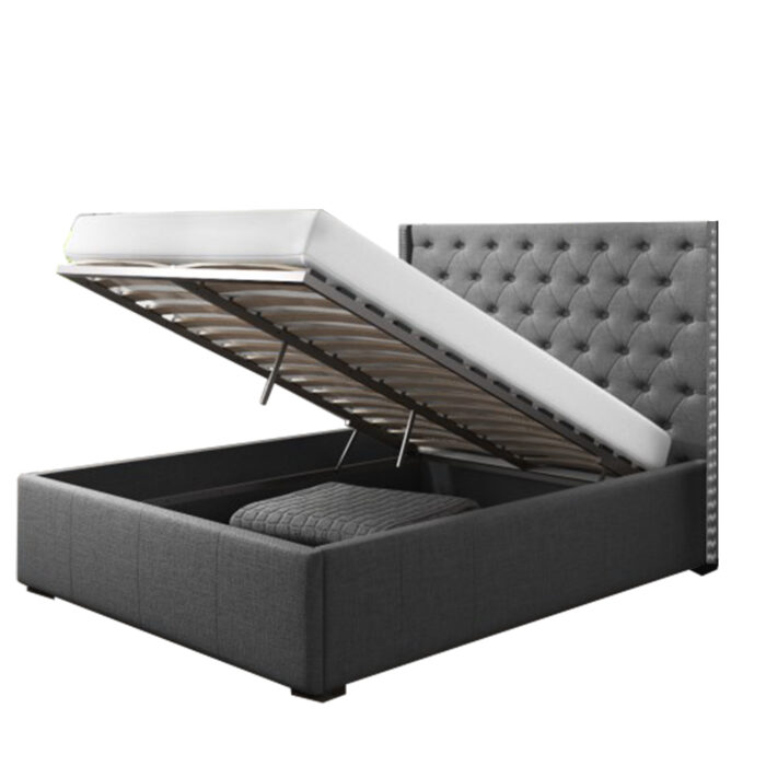 fabric bed with storage