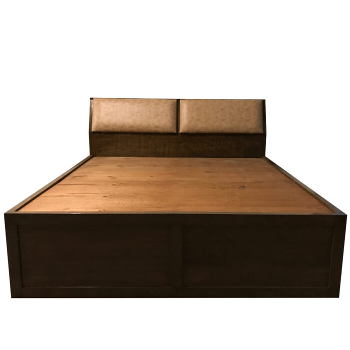 wooden bead with cushioned headboard