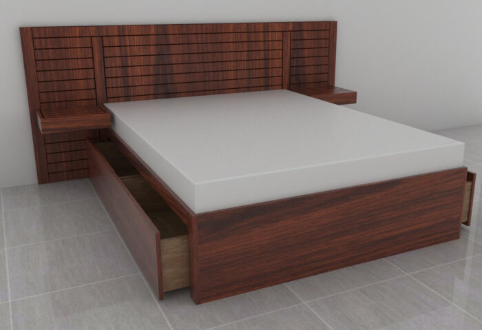teak veneer original bedroom set design cot double bed with storage