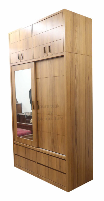 2 door sliding wardrobe with teak veneer 5