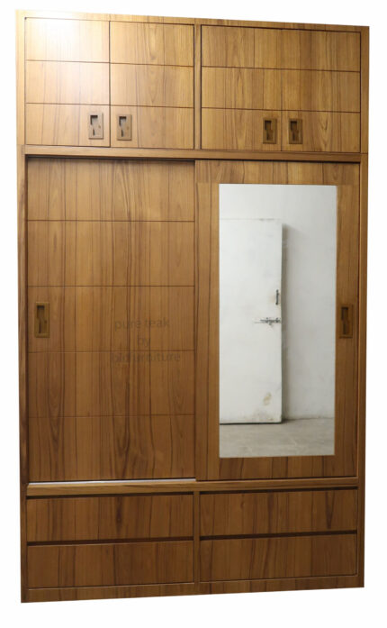 2 door sliding wardrobe with teak veneer