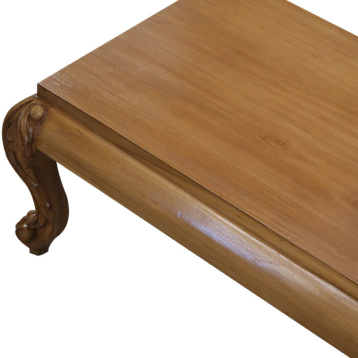 Teakwood carved coffee table with veneer top 2