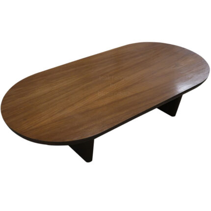 Teakwood oval shape coffee table with veneer top