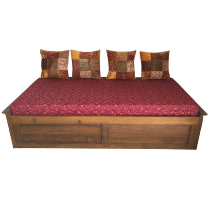 Teakwood single bed with front storage divan style