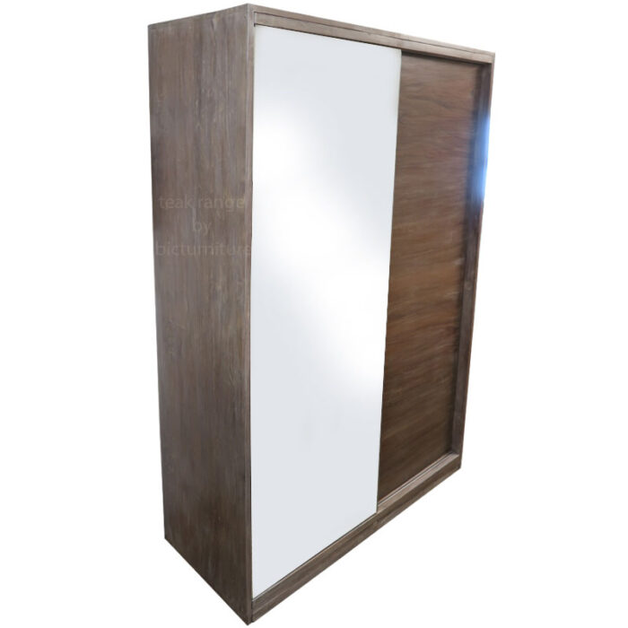 wooden 2 door sliding wardrobe with mirror