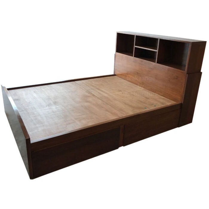 wooden bed with headboard finish