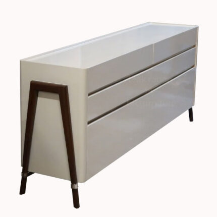 Wooden 6 drawer dresser chest of drawers in deco white finish 8 1