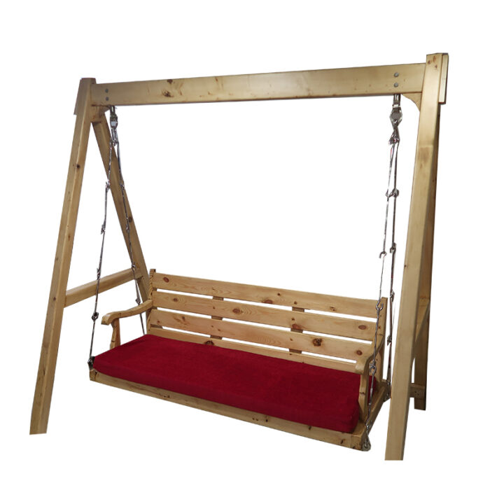 Swing for home with stand wooden with cushioned seat
