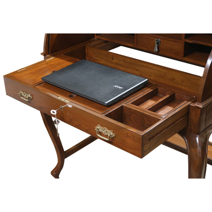 Teakwood roll top writing desk work from home