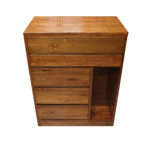 Teakwood storage cabinet with laptop table section