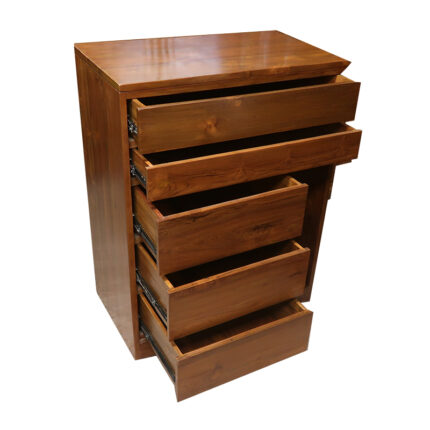 Teakwood storage cabinet with laptop table section 5 drawers