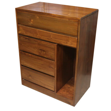 Teakwood storage cabinet with laptop table section 5 drawers full teakwood