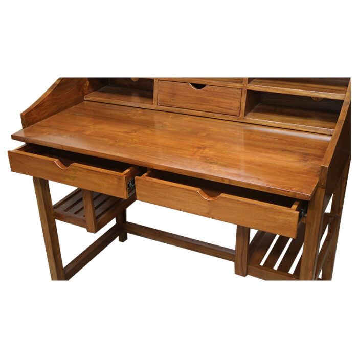 Teakwood writing table modern design with laptop tray work from home with drawers comtemporary design in mumbai