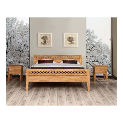Buy Classic Solid Oak Bed With Design Panels 1