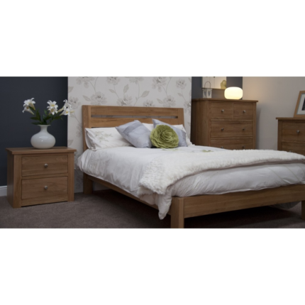 Solid Oak Slatted Single Bed With Slatted Curved Headboard 2