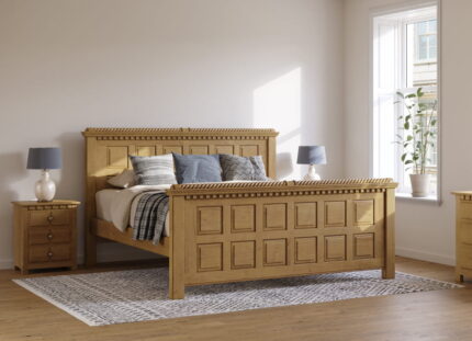 Wooden Bed With Raised panels on the head and footboards 1