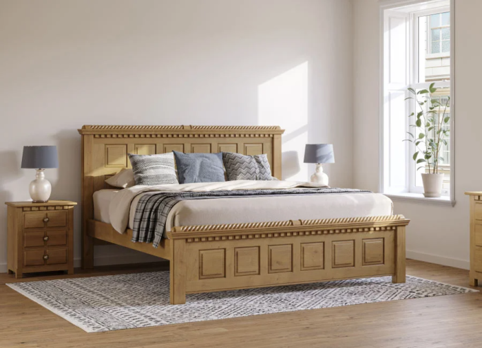 Wooden Bed With Raised panels on the head and footboards 3