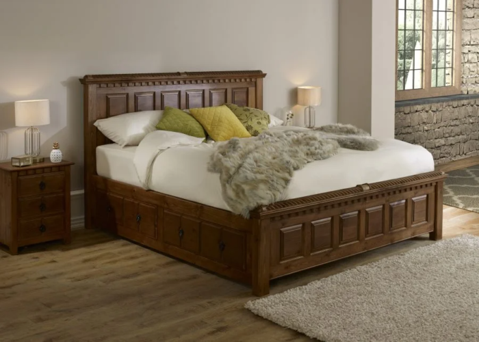 Wooden Bed With Raised panels on the head and footboards 5