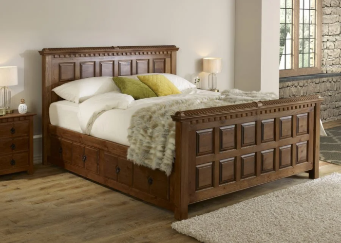 Wooden Bed With Raised panels on the head and footboards 6
